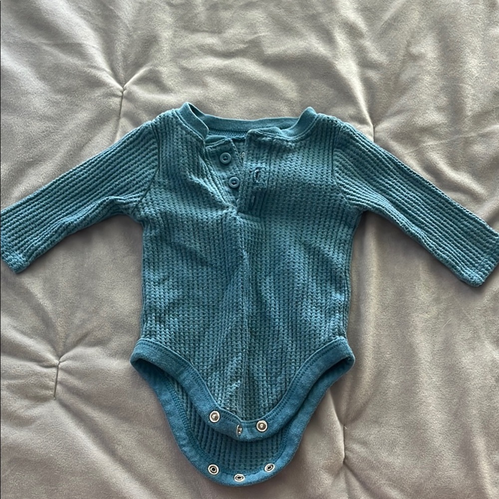 Garanimals Blue Ribbed Bodysuit with Long Sleeves